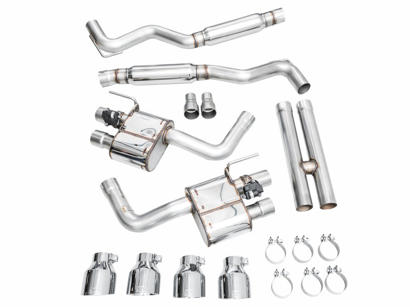 AWE 2024 Ford Mustang Dark Horse S650 RWD SwitchPath Cat-Back Exhaust w/ Quad Chrome Silver Tips