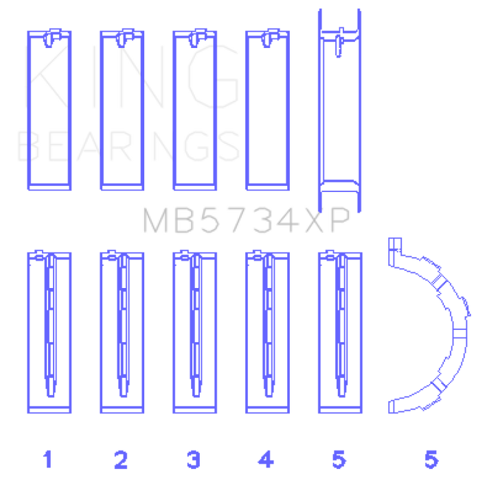 King Engine Bearings Ford Mustang 302 Coyote (Size STDX) Performance Main Bearing Set
