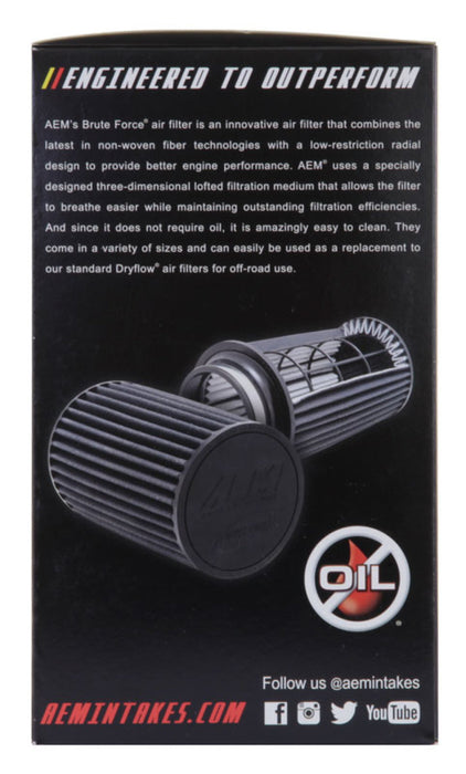 AEM Dryflow Conical Air Filter 2.75in Flange ID / 6in Base OD / 5.125in Top OD / 9.125in Height