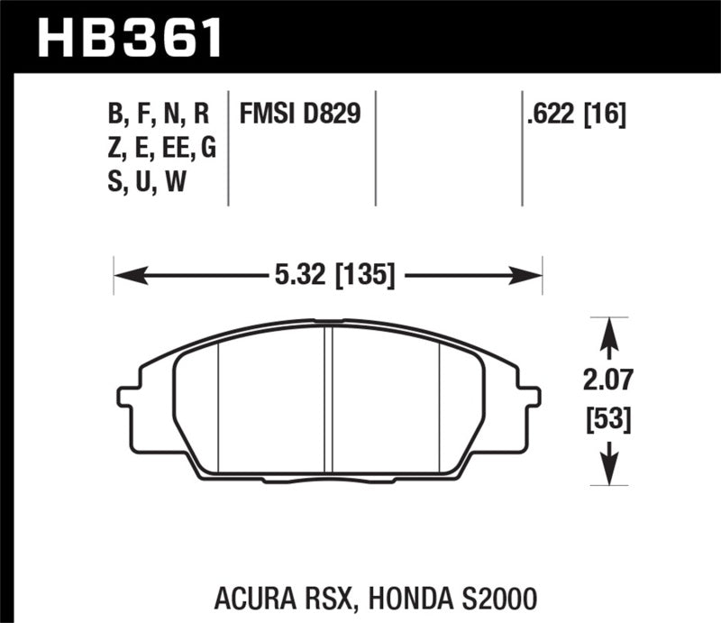 Hawk Honda S2000/Civic Type R/Acura RSX Front Race Pads