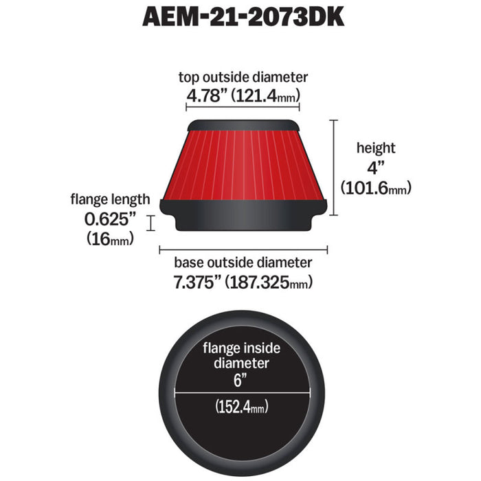 AEM 5 inch x 5 inch DryFlow Air Filter