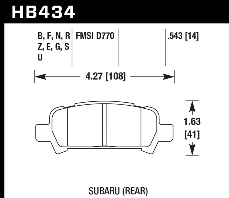 Hawk 02-03 WRX / 05-08 LGT D770 Performance Ceramic Street Rear Brake Pads